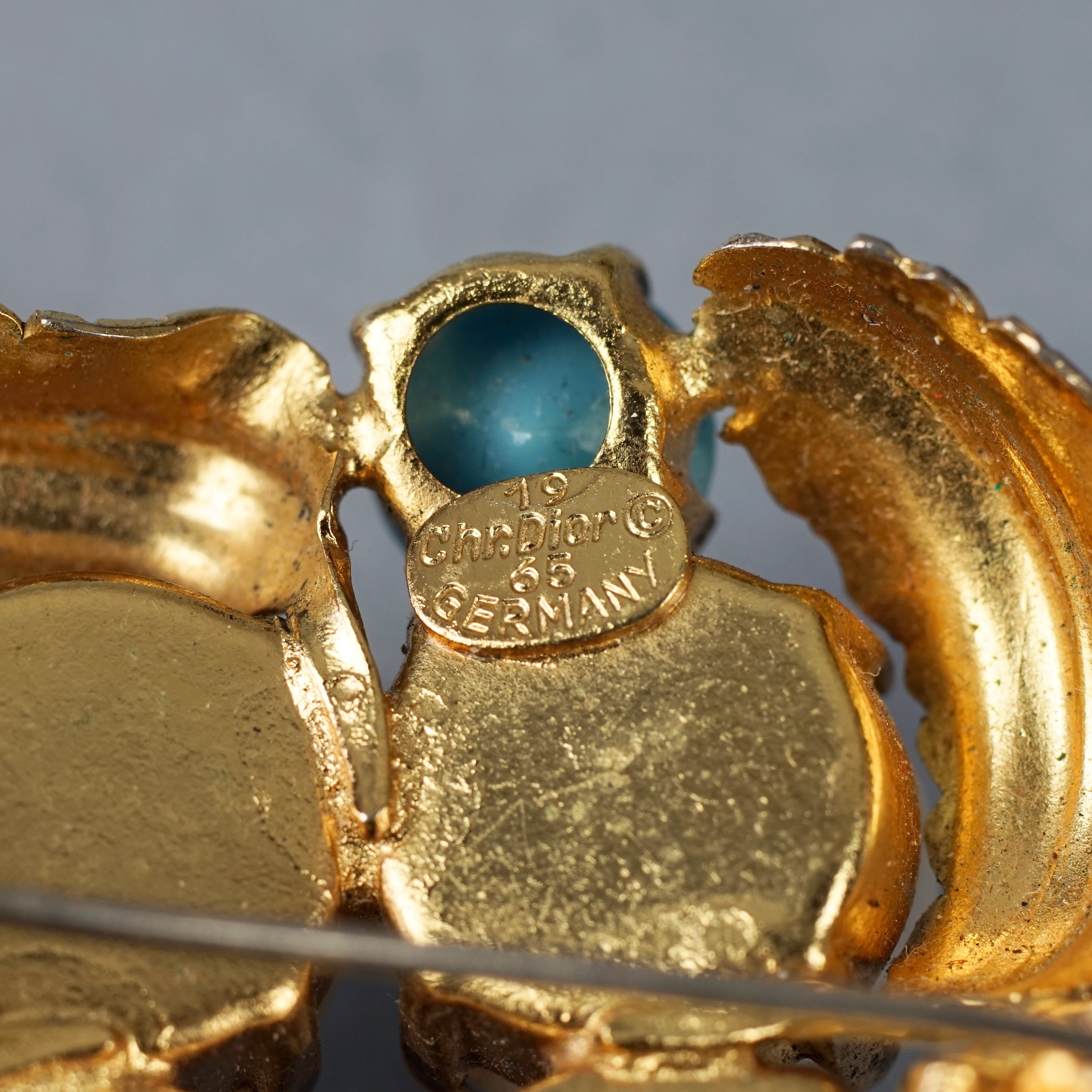 Vintage 1965 CHRISTIAN DIOR Glass Pearl and Turquoise Cabochons