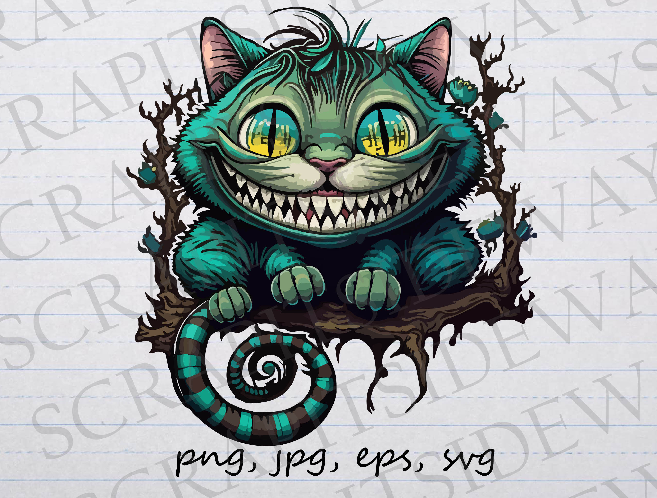 Cheshire Cat Clipart Vector Graphic Svg Png Jpg Eps Alice in