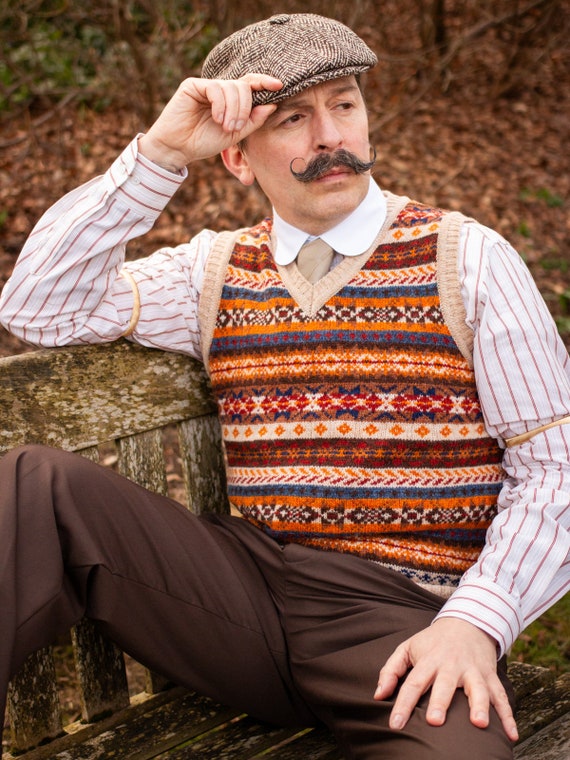 Fair Isle Scottish Wool Knit Vest - 1940s Vintage Style - Etsy