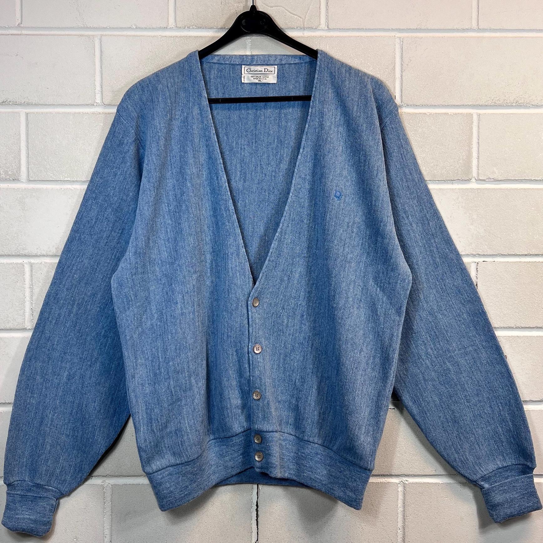 Vintage Christian Dior Cardigan Size XL Orlon Acrylic Knit Jacket