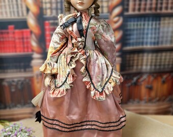 1980年代のヴィンテージフランス製磁器人形、ロマンチックなホーム