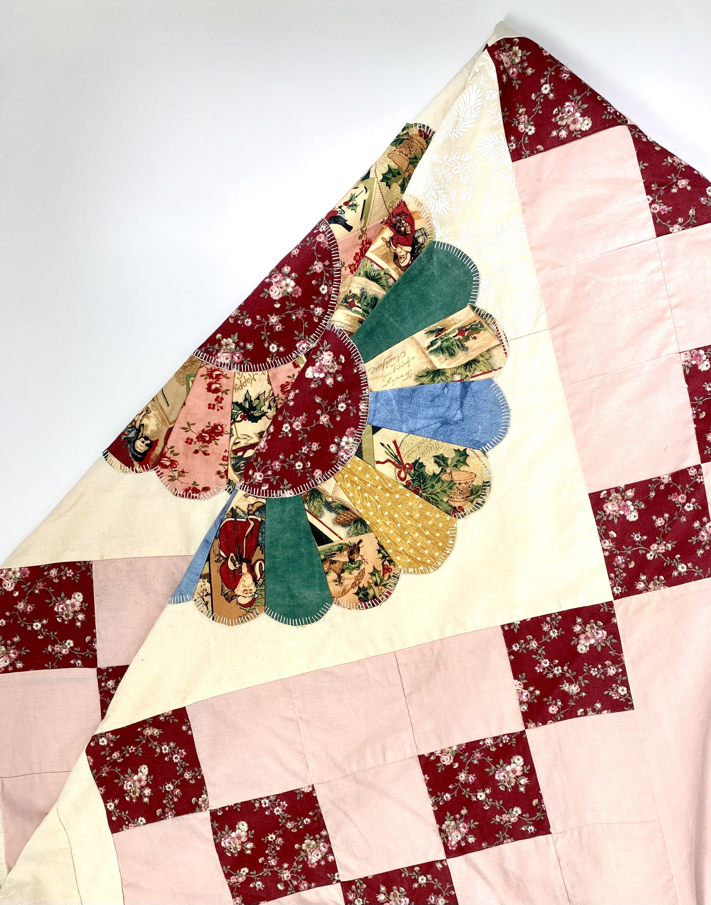 ヴィンテージ ドレスデン プレート キルト 花柄 パッチワーク