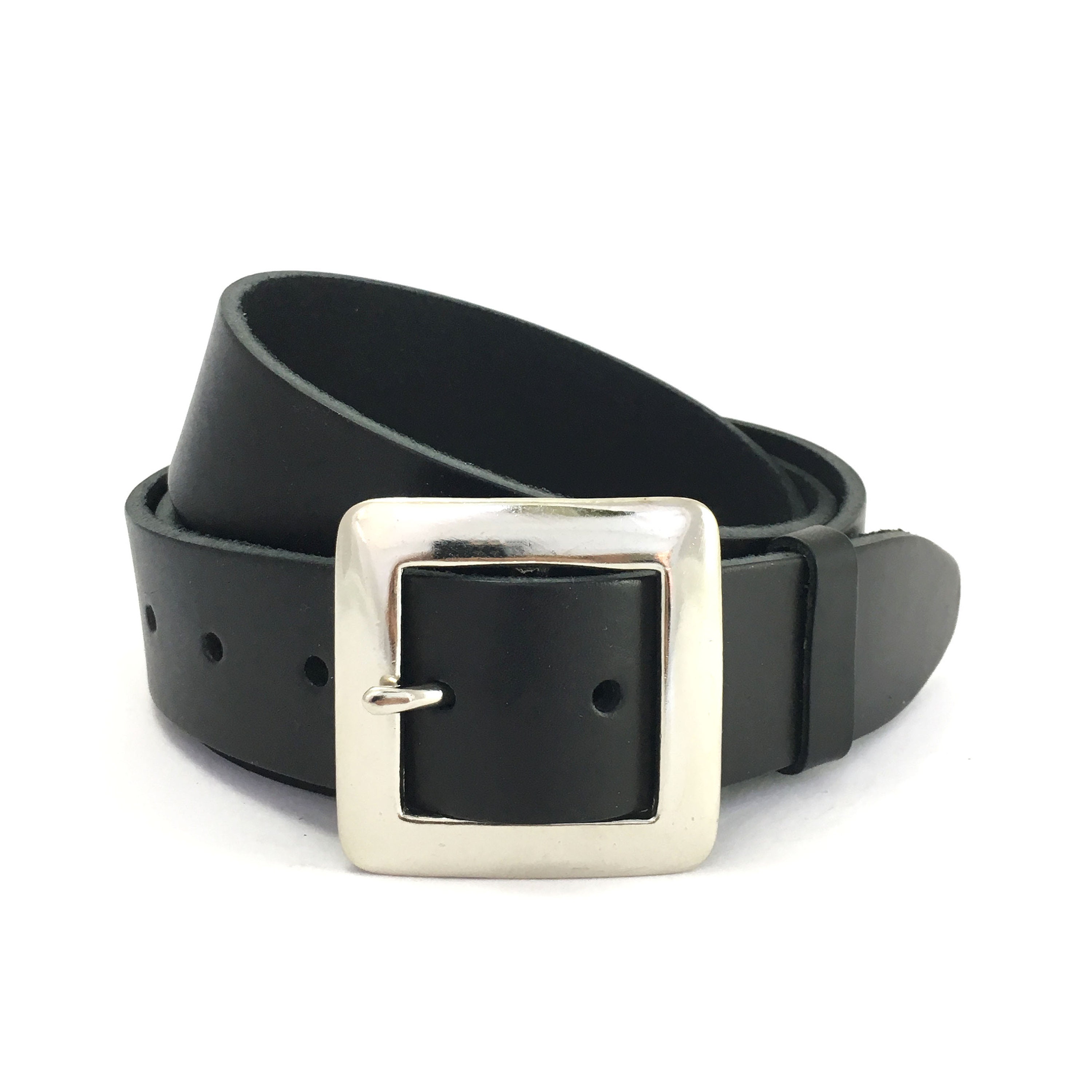 Real Leather Belt Silver Square Buckle - 4cm - 1