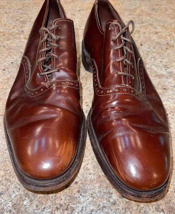 Mens Allen Edmonds Oxford Dress Shoes Red Leather Burgundy Danbury