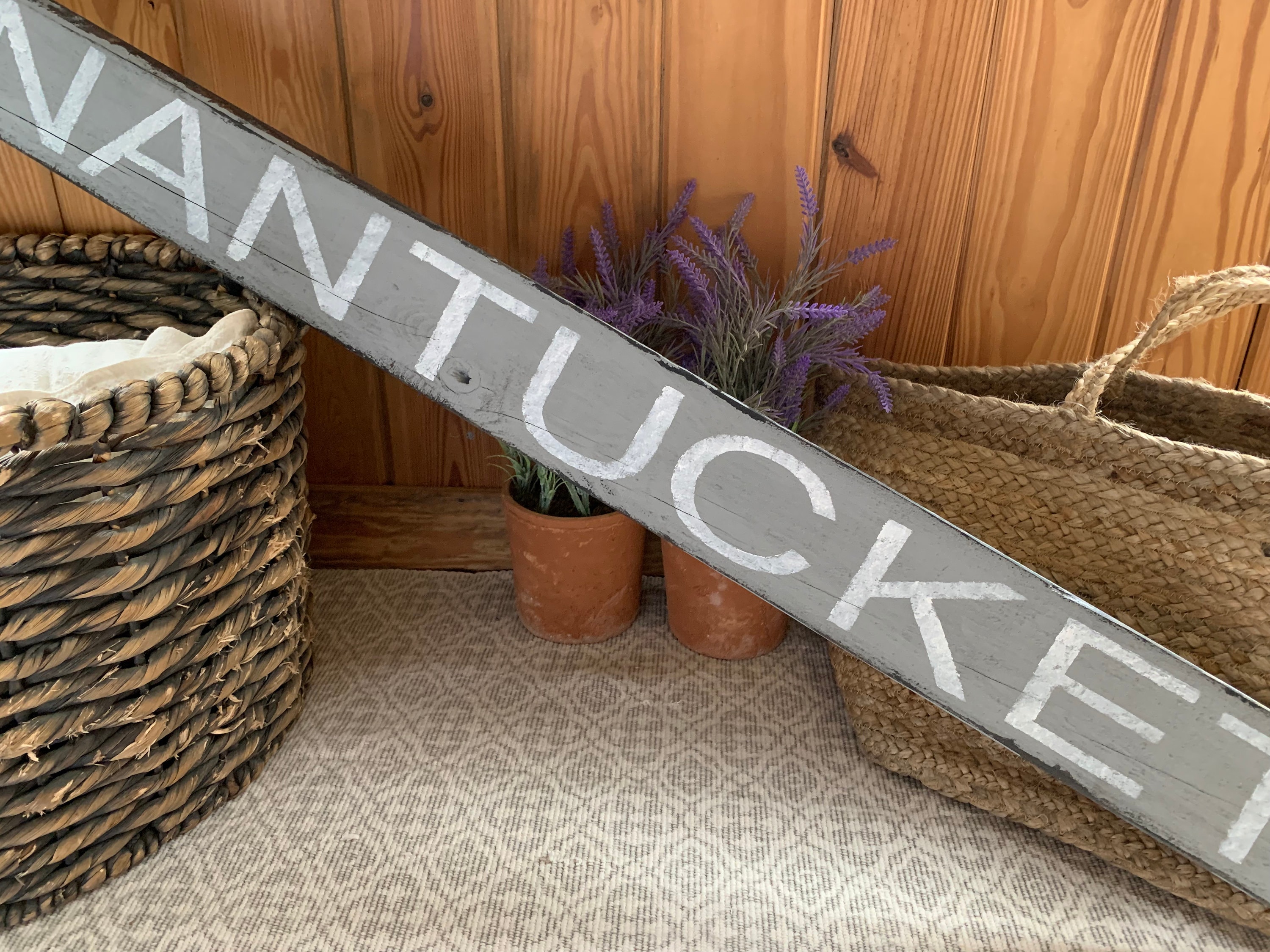 ナンタケット サイン バーンウッド 手描き アンティーク風 素朴な 48