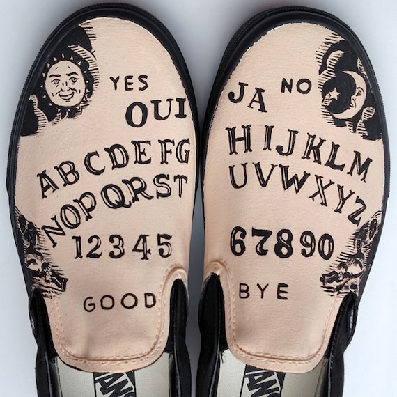 Ouija Board Hand Painted Shoes Custom Vans Slipons Goth Gift