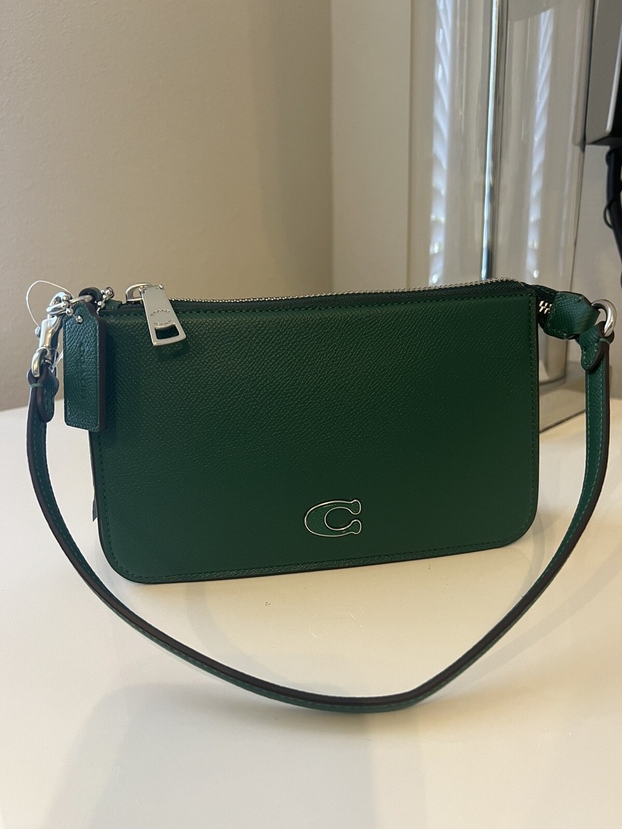 COACH Pouch Bag With Signature Canvas Detail Green NWT | eBay