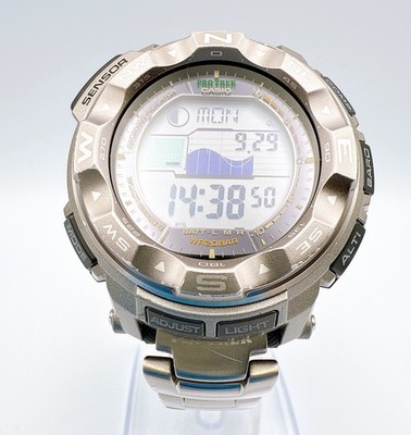 CASIO PROTREK PRO TREK PRW-2500T Titanium Band Qz Silver Watch in