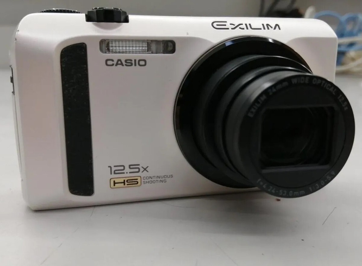 Casio Exilim EX-ZR100 White 24mm Wide Optical 12.5x Lens Digital