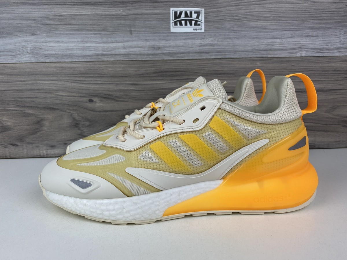 Women's Adidas ZX 2K BOOST 2.0 Yellow White Orange Cream | size 9