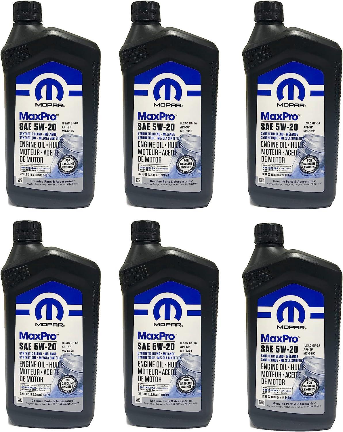 Mopar MaxPro 5W20 SAE Motor Oil for Jeep Dodge Chrysler Ram Case
