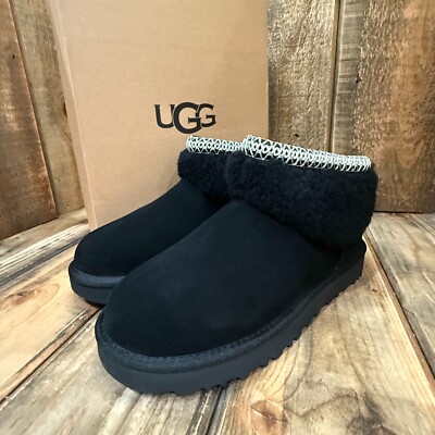 UGG WOMENS CLASSIC ULTRA MINI MAXI CURLY BOOT SIZE US 6 ~ BLACK