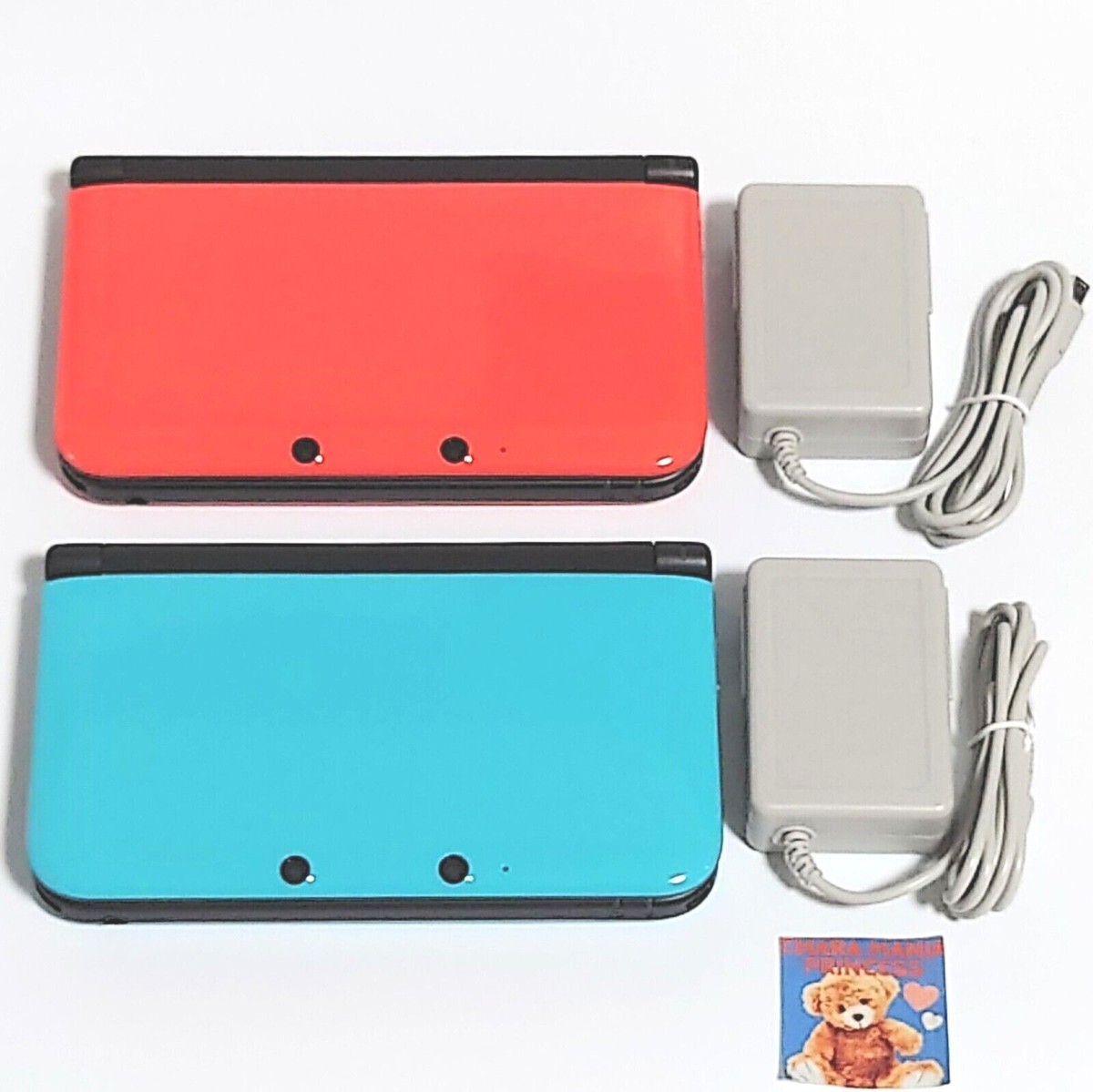 Nintendo 3DS XL LL Console Turquoise Black Orange Black w/Adapter