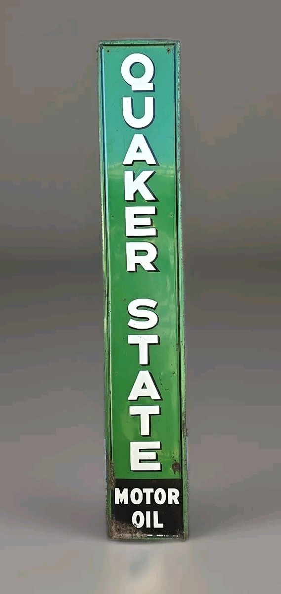 Vintage Original 6' Quaker State Motor Oil Embossed Vertical