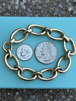 Tiffany & Co 14K SOLID Yellow Gold XLarge Oval Link Bracelet Heavy