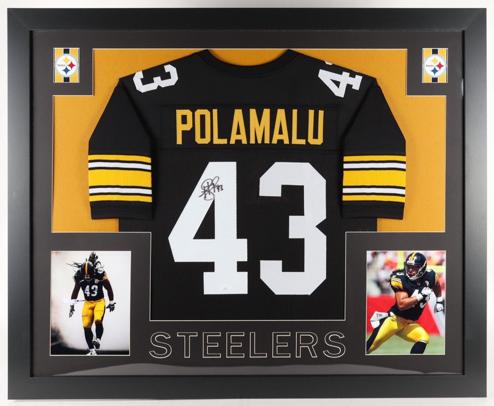 Troy Polamalu Signed Steelers 35x43 Framed Jersey (JSA) Hall of