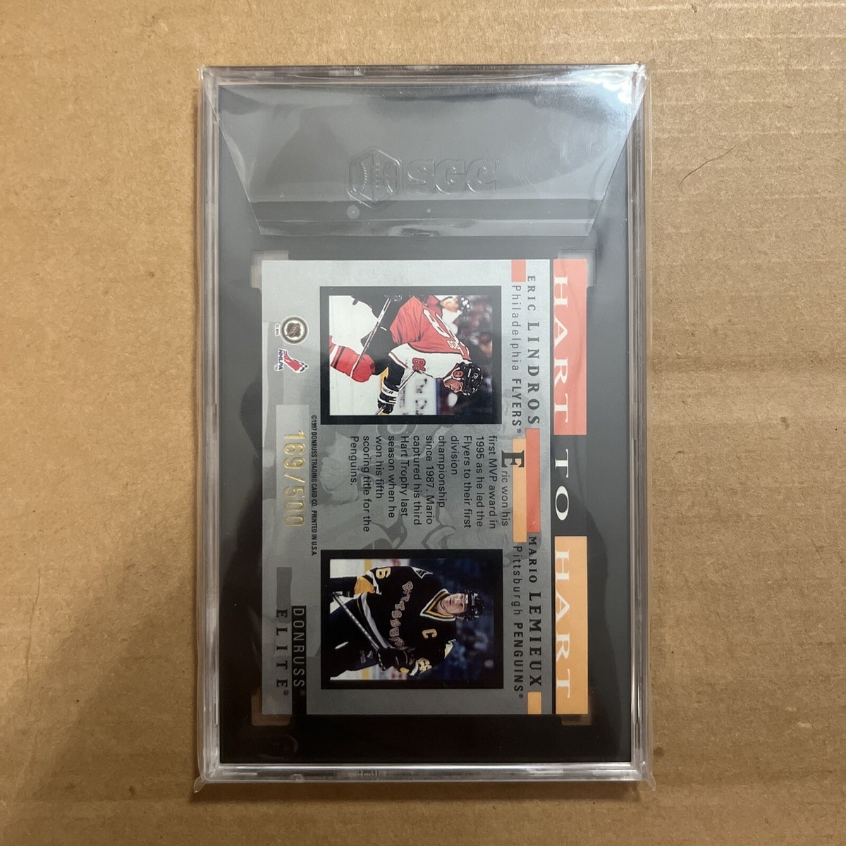 1996-97 Donruss Elite Eric Lindros/Mario Lemieux Dual Autograph