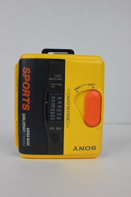 Sony Sports Yellow Walkman AM FM Cassette Player Boxed Headphones