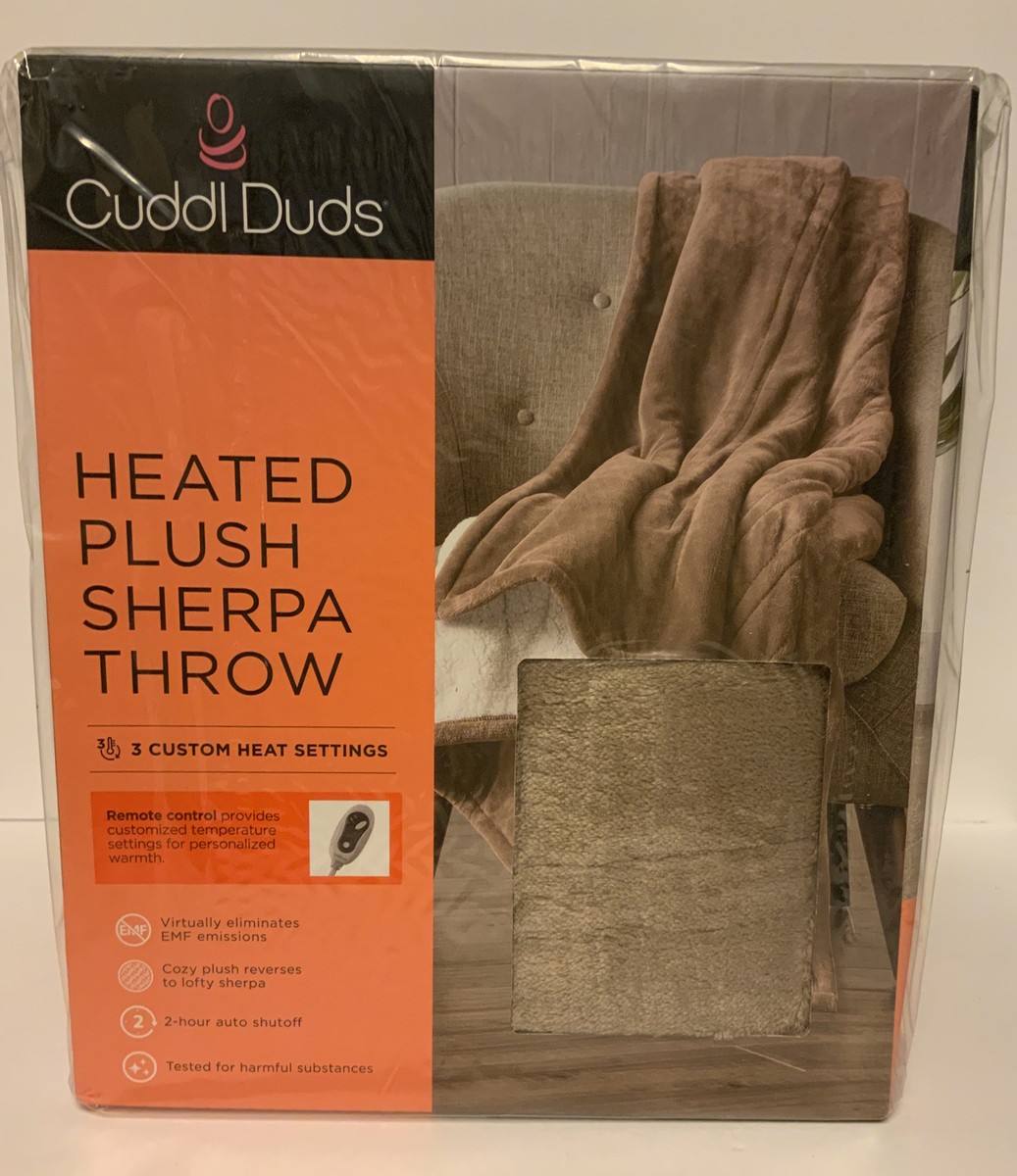 Cuddl Duds Heated *3 Settings* Plush Sherpa Throw Electric Blanket