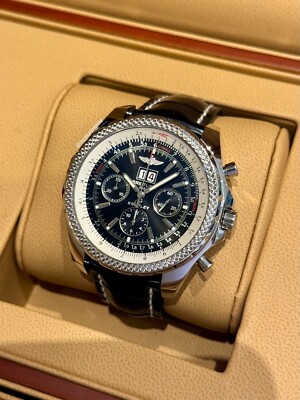Breitling Bentley 6.75 Speed Steel on Black Croco Strap Black Dial