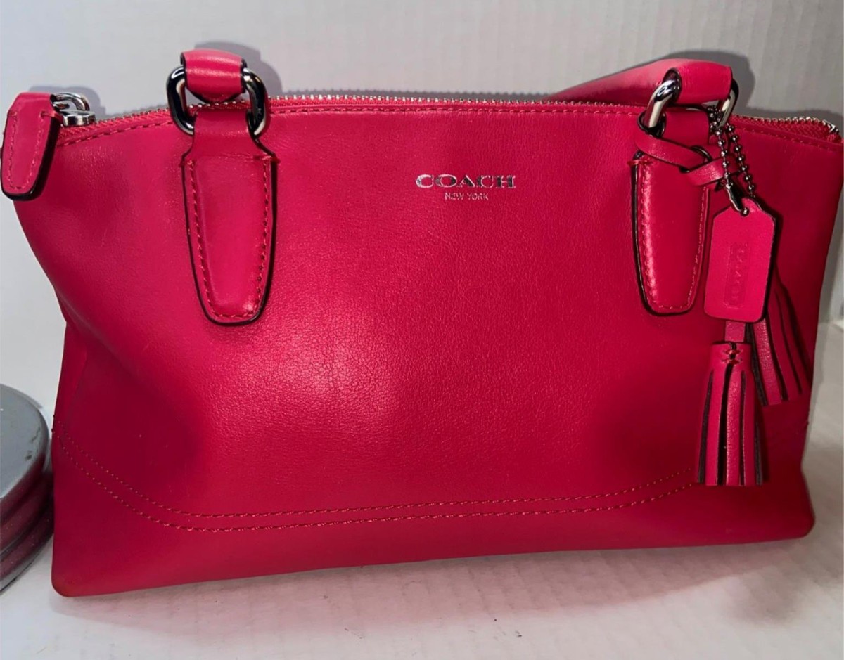 Coach Leather Hot Pink Mini Rory Satchel Bag Purse W/ Leather