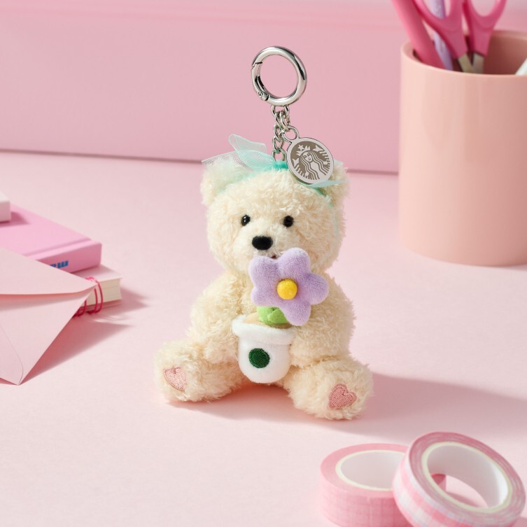 STARBUCKS Korea 2024 Thanks Flower Bearista Plush Keychain Keyring