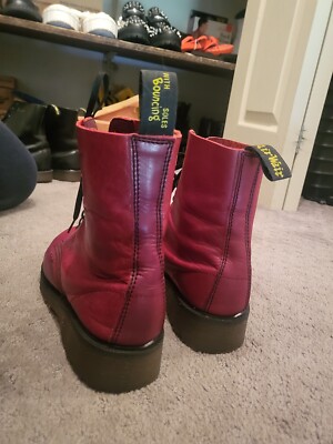 Dr Martens 7 Eye Vintage 1990s MIE Almond Toe Crimson | eBay