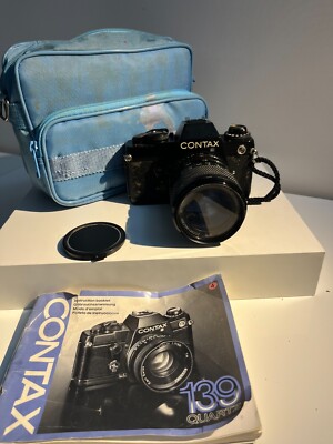 Vintage Contax 139 Quartz Camera bundle case, manual w/lens TESTED