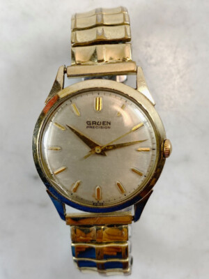Vintage GRUEN Precision 10K Gold Filled Bezel Watch. 17 Jewels
