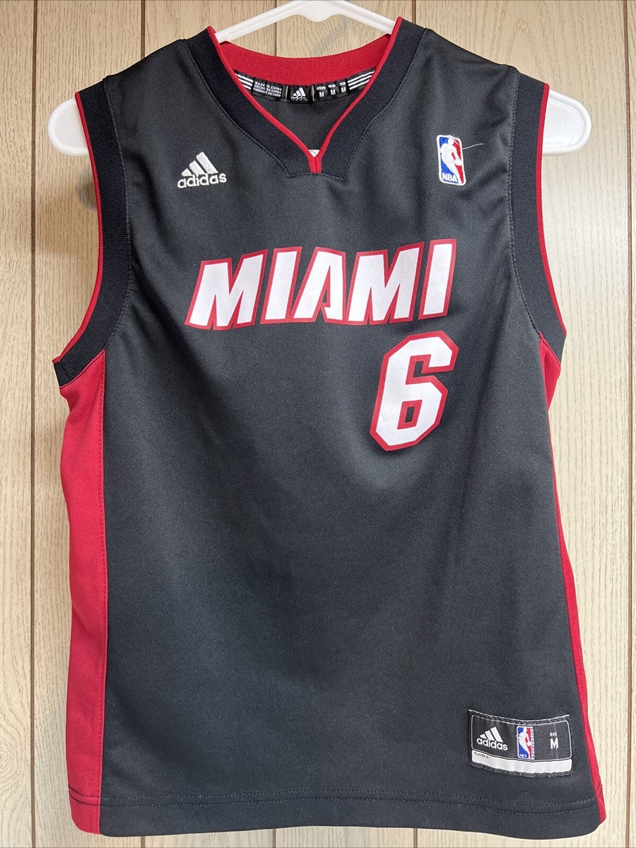 Lebron James #6 Miami Heat Adidas Youth Medium Black MIAMI Jersey