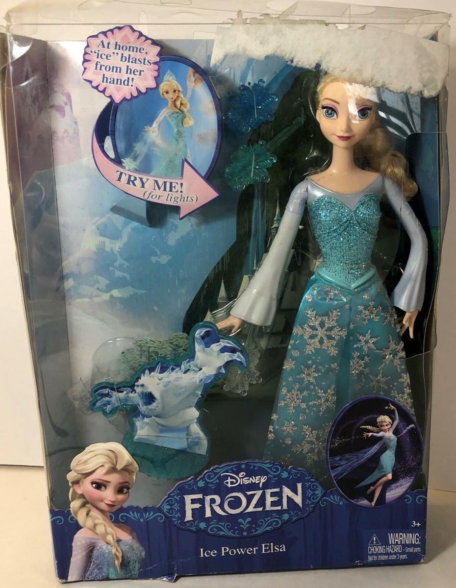 2014 Mattel Disney Frozen Ice Power Elsa Light Up Doll - Snowflake