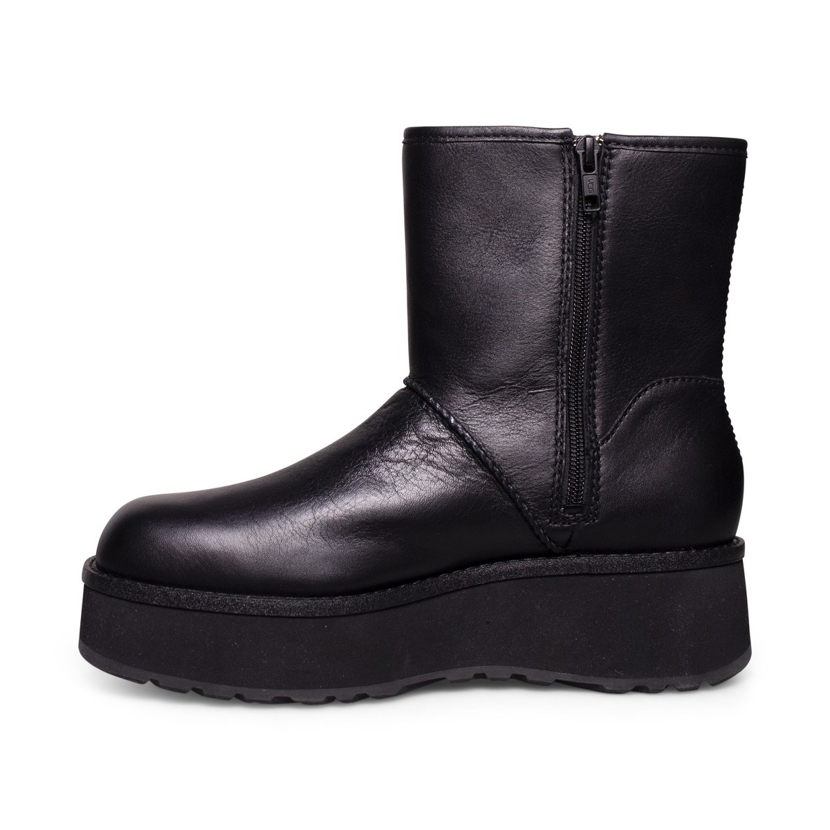 UGG CITYFUNC MID BLACK LEATHER WATERPROOF ZIP WOMEN'S BOOTS SIZE