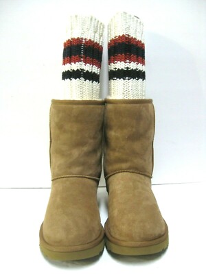 UGG CLASSIC SHORT II SACAI KNIT WOMEN BOOTS CHESTNUT US 8 /UK 6.5