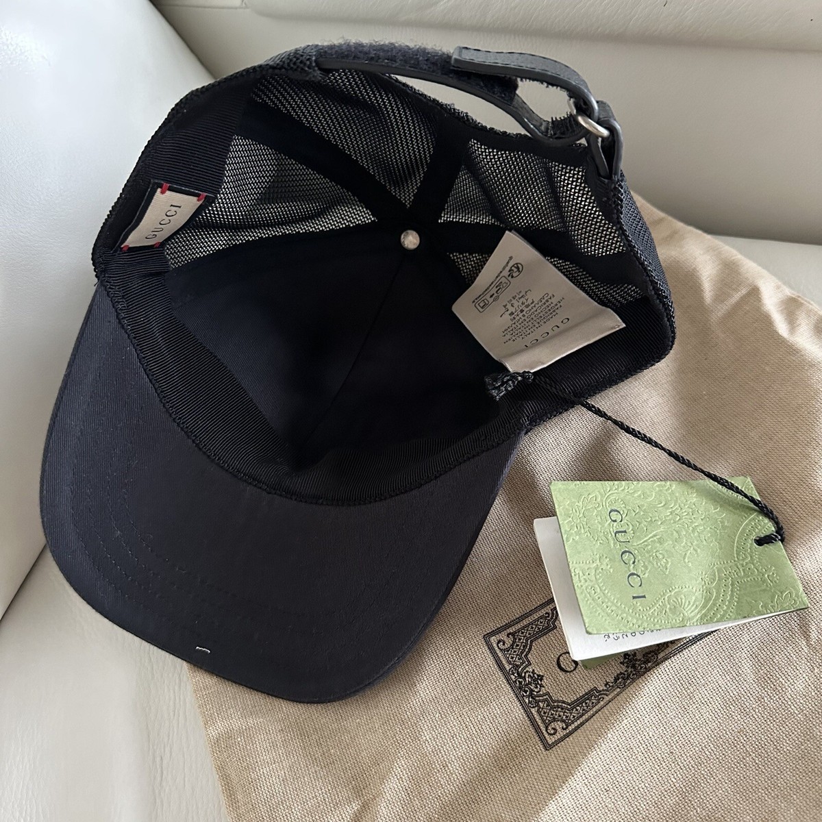 NWT GUCCI BASEBALL CAP BLACK RED SIZE XS Logo Hat Unisex | eBay