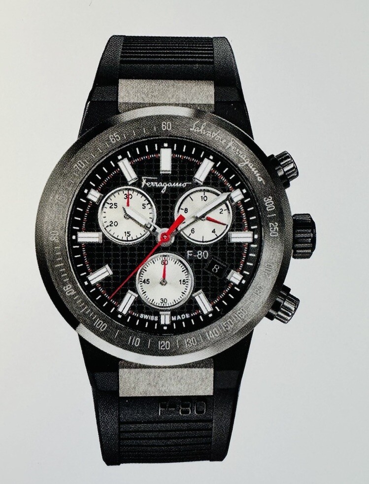 Salvatore Ferragamo Watch Strap, F55 , BLACK RUBBER , F-80 , F-55