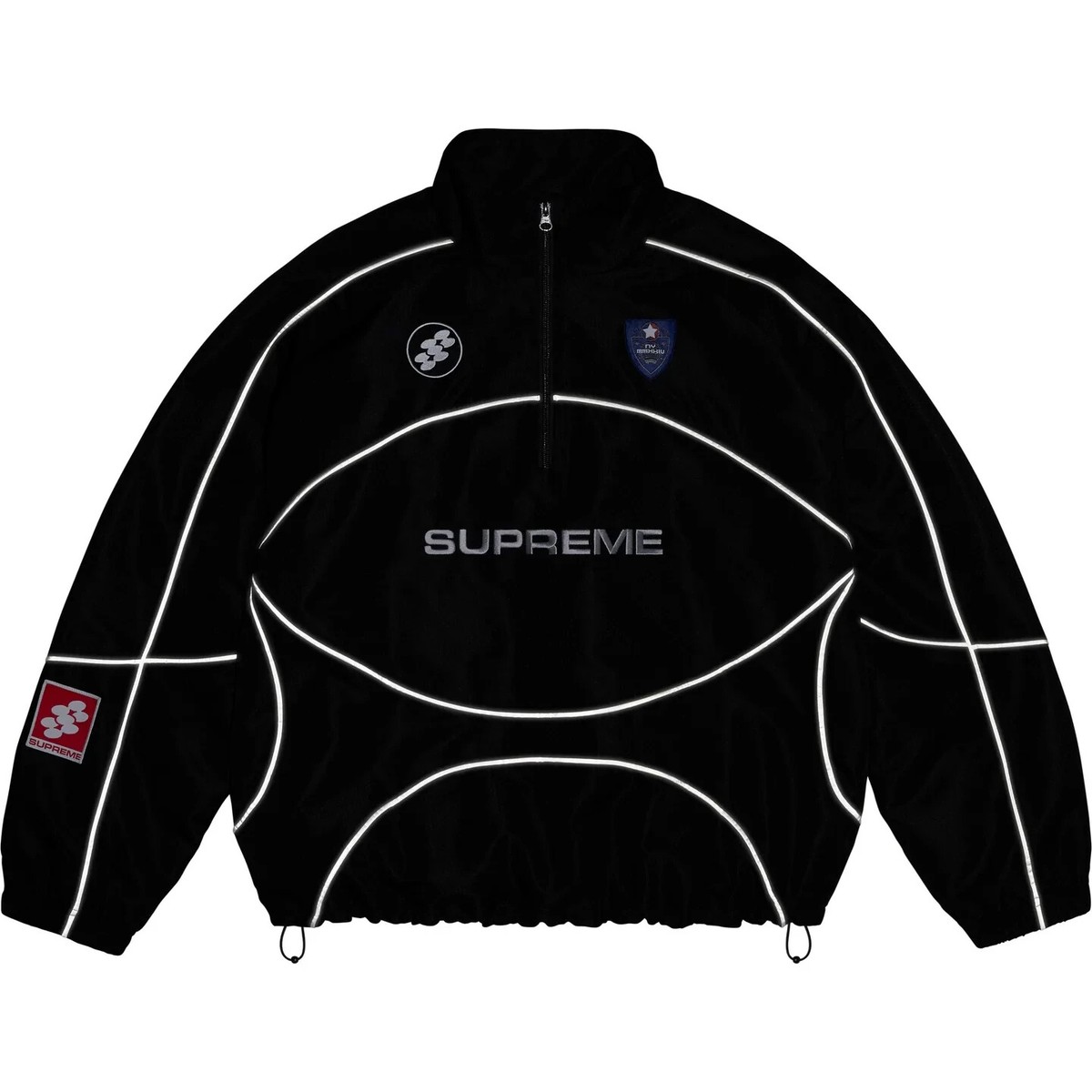 Supreme Reflective Piping Pullover Black White Navy Red 4colors