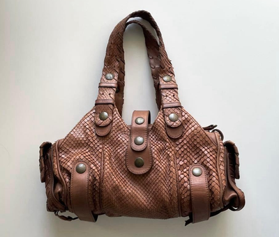 CHLOE Silverado Leather Shoulder Handbag Brown Pre-owned Made in