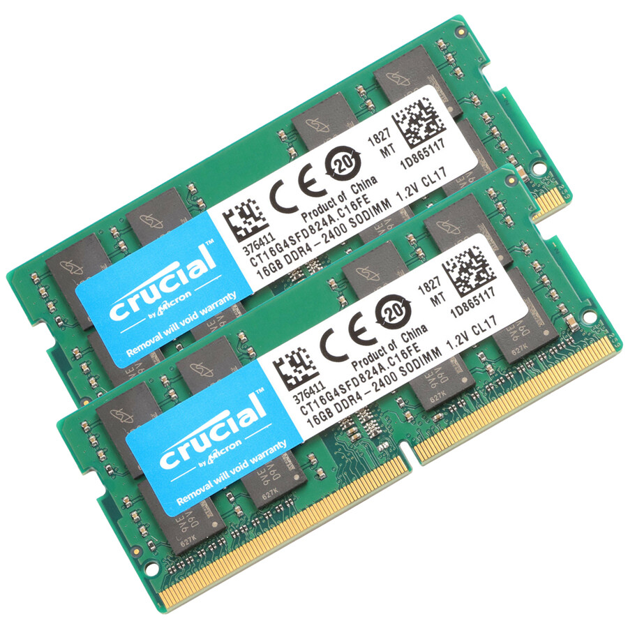 Kit 32GB (2X 16GB) Crucial PC4-19200 SODIMM DDR4 2400MHz 2Rx8 1.2V