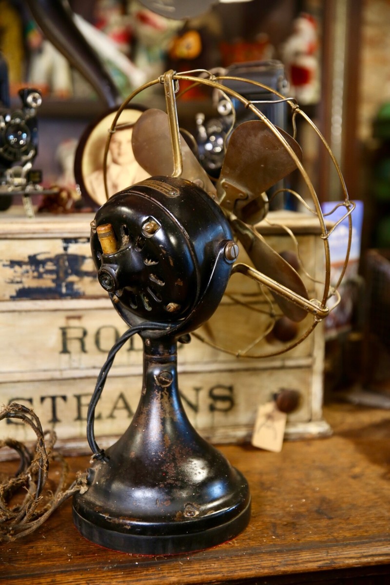 Antique General Electric GE Brass Blade Fan Industrial Brass Cage