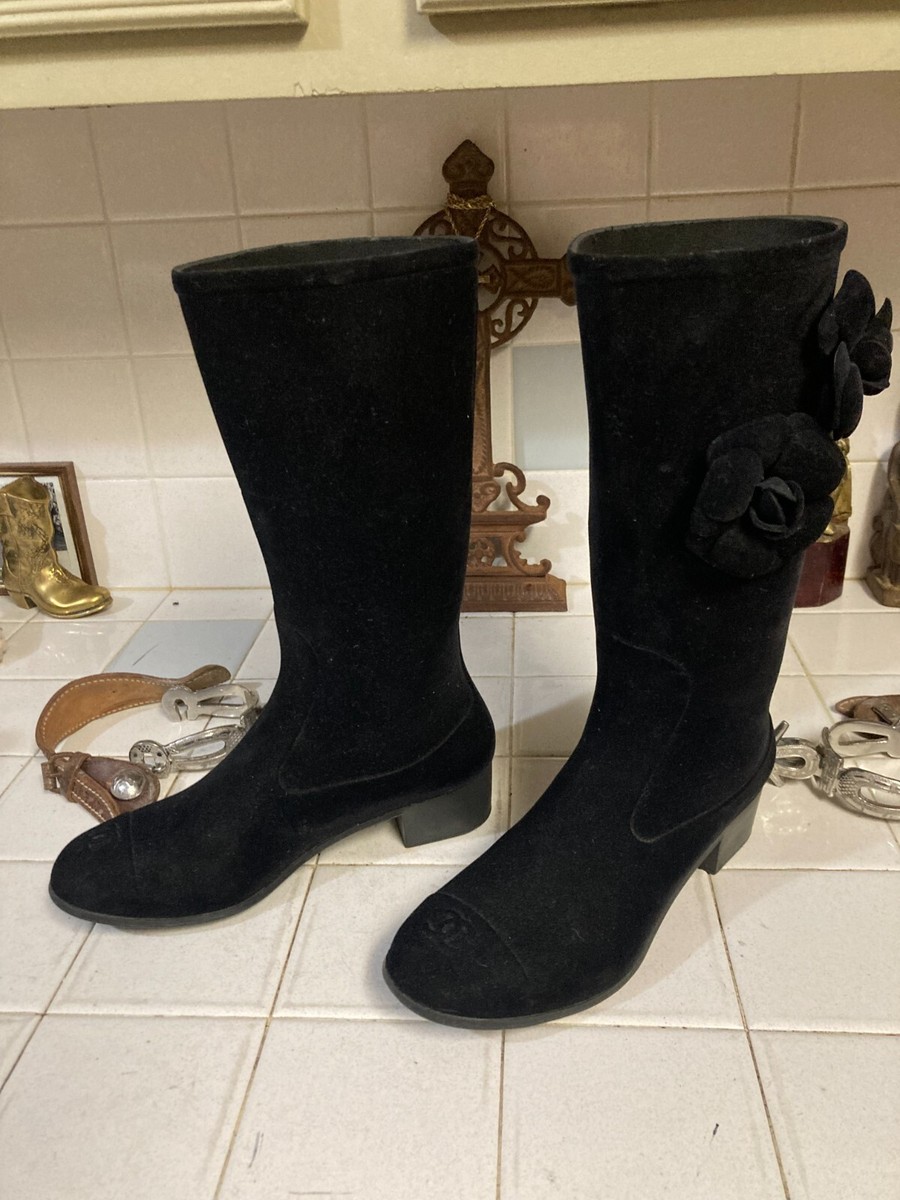 Chanel Black Rain Boots Size 38 Made in Italy | eBay