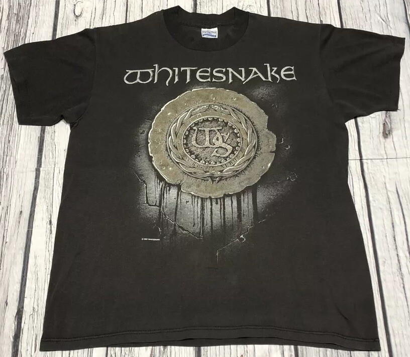 Vintage White Snake 1988 Tour Single Stitch Black T Shirt Double
