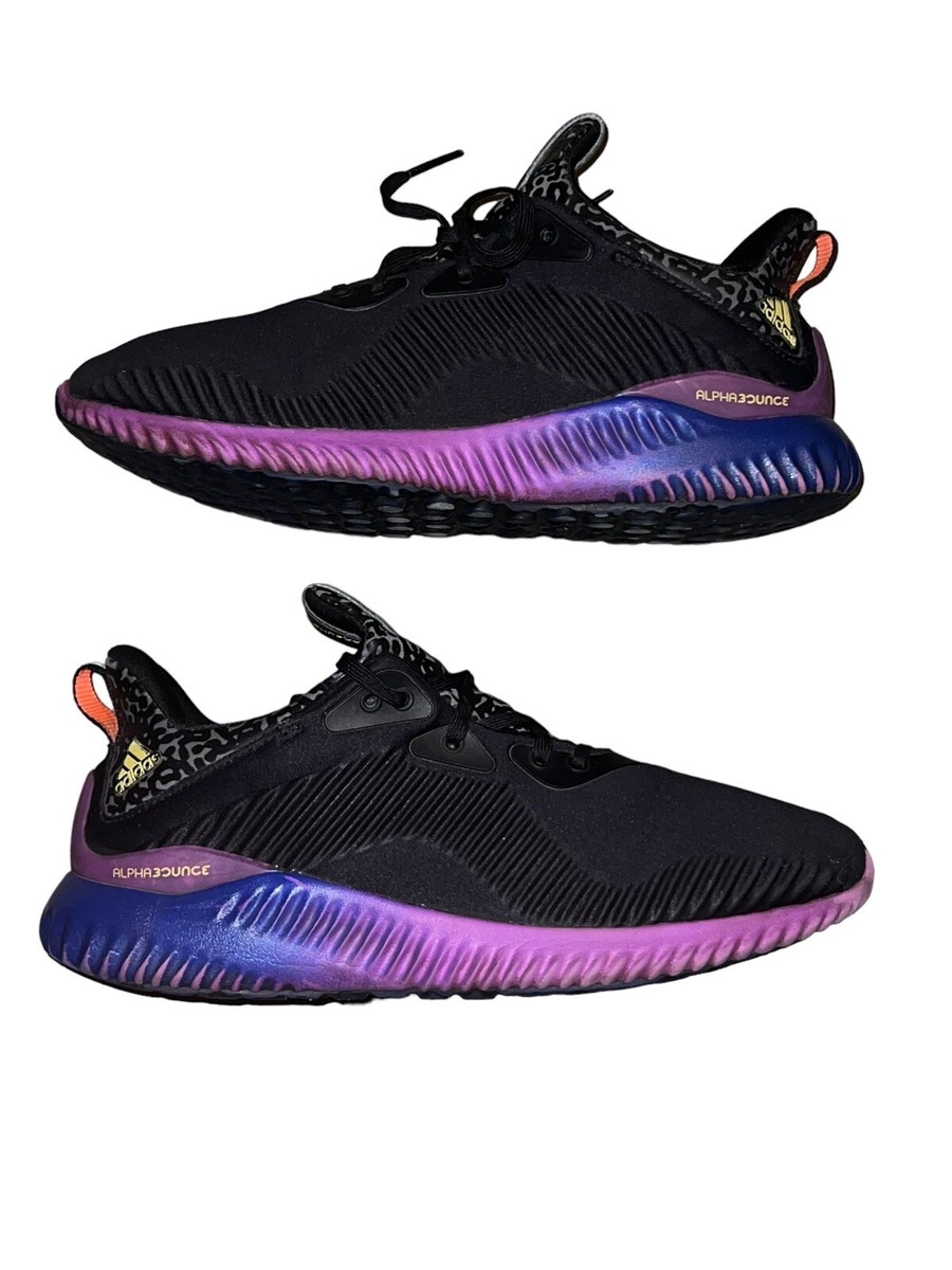 Adidas Alphabounce Core Black Purple Running Shoes B42351 Mens