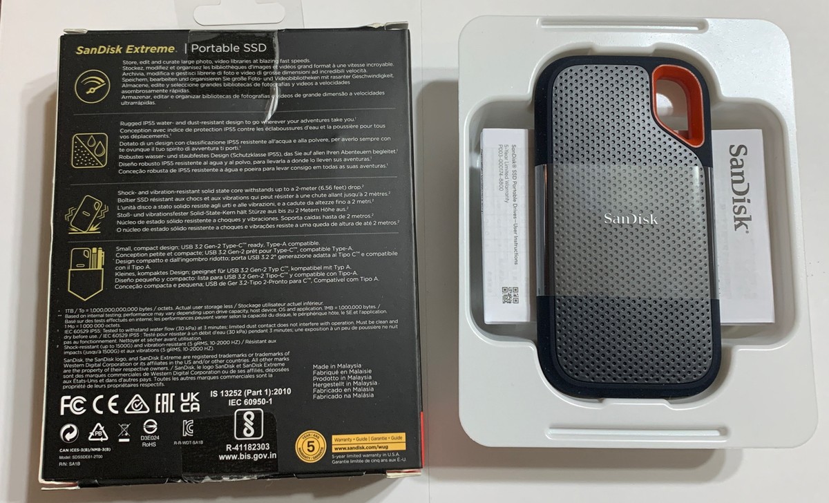 SanDisk 2TB Extreme Portable SSD SDSSDE61-2T00-G25 USB 3.2 USB-C