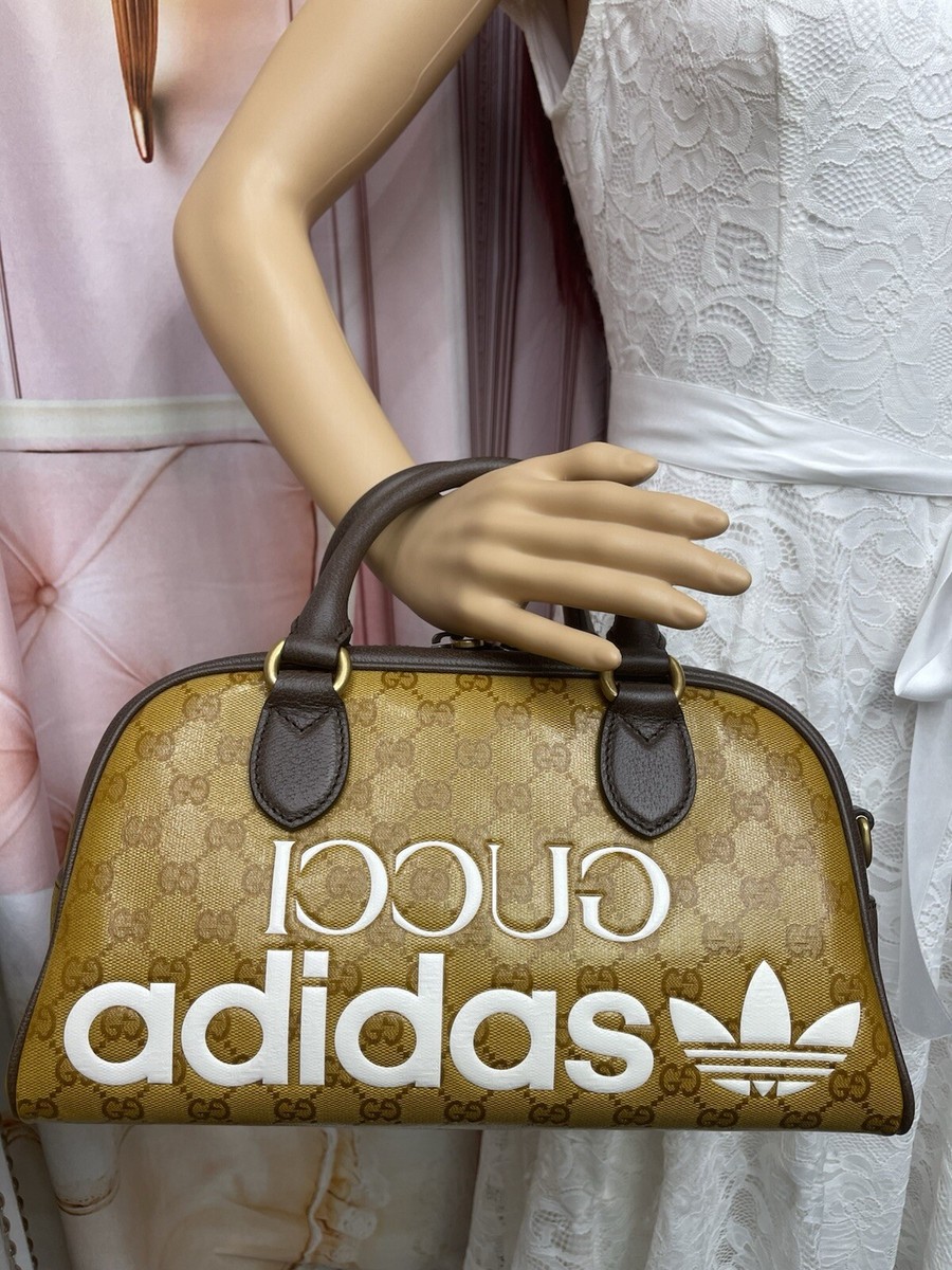 Gucci x Adidas Mini Duffle Bag GG Coated Canvas Brown beige SUPER