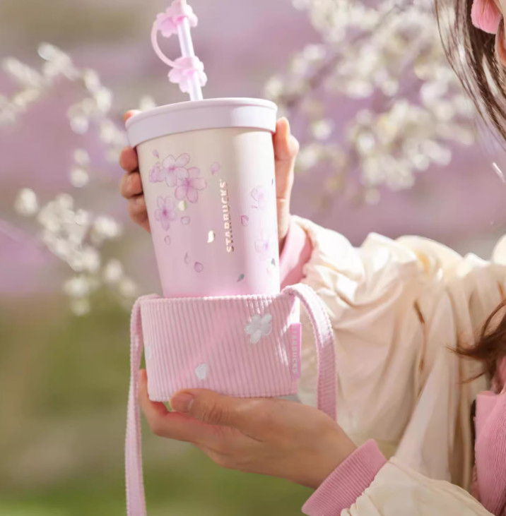 HOT 2024 China Starbucks Spring Pink Sakura 12oz SS Straw Cup With