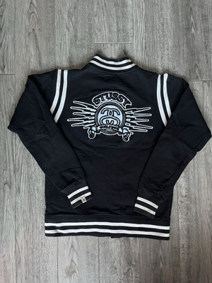 Vintage Stussy Jacket Mens Large Black Varsity Snap Worldwide Big