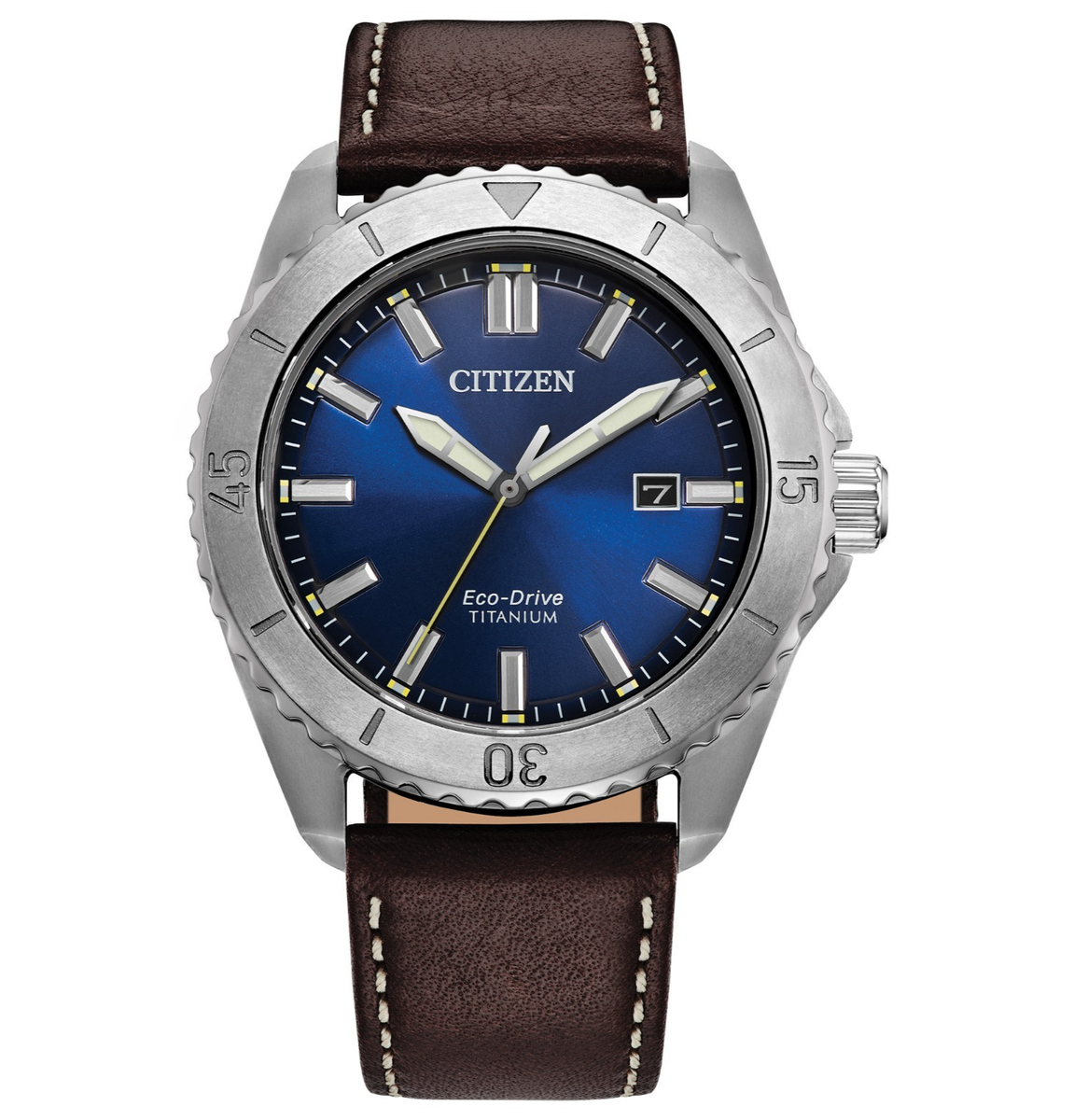 Citizen Men's Brycen Eco-Drive Silver Brown Leather Watch 41MM