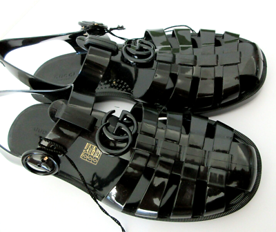 Gucci Authentic Men's Black Jelly GG Sandals G 9 US 9.5 674132 | eBay