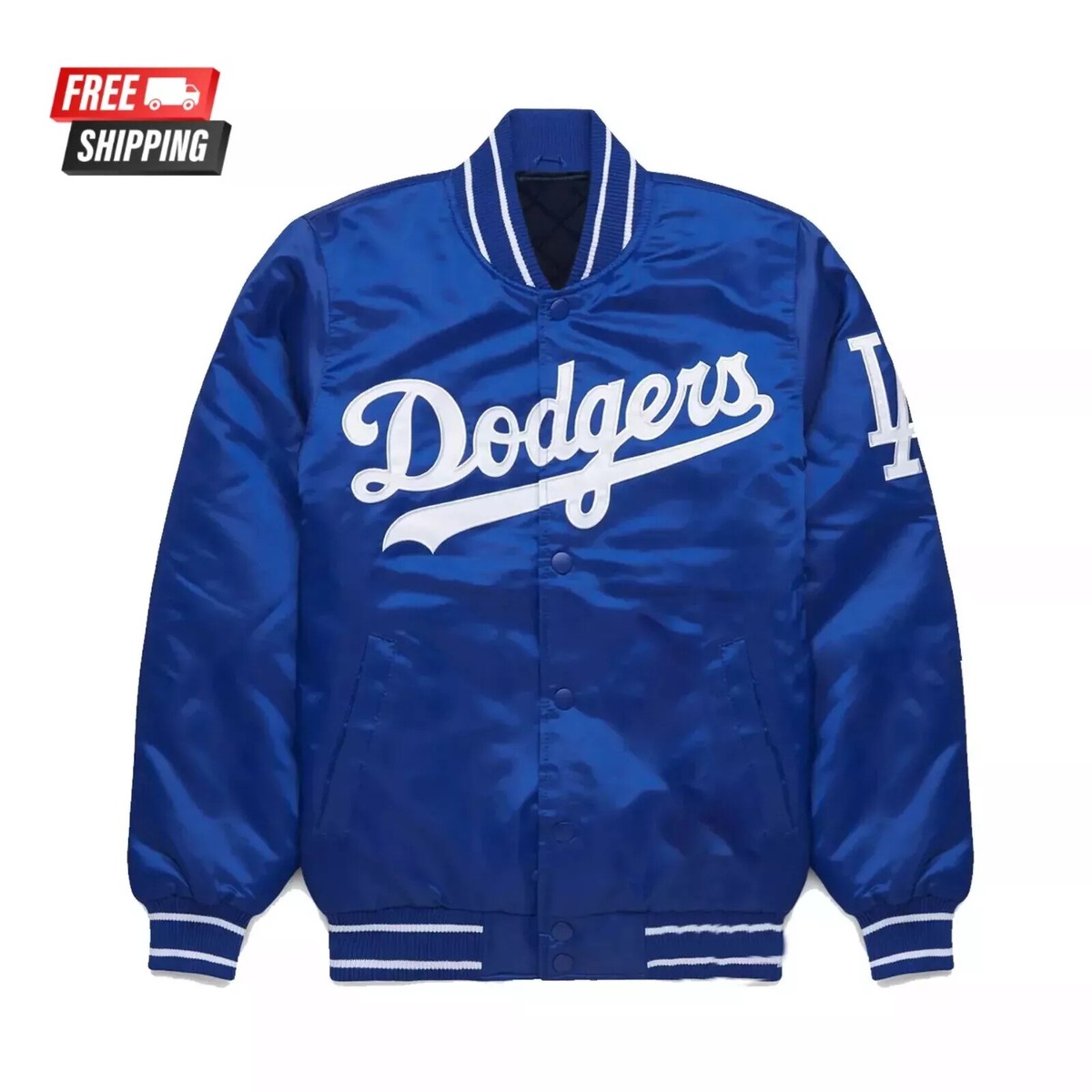 Men's Los Angeles Dodgers Blue Satin Baseball Jacket Full-Snap