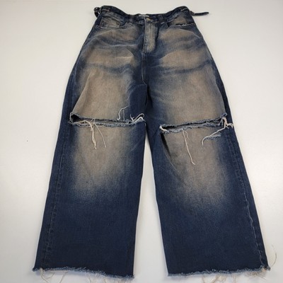 Balenciaga Destroyed Skater Jeans Wide Baggy Distressed Denim